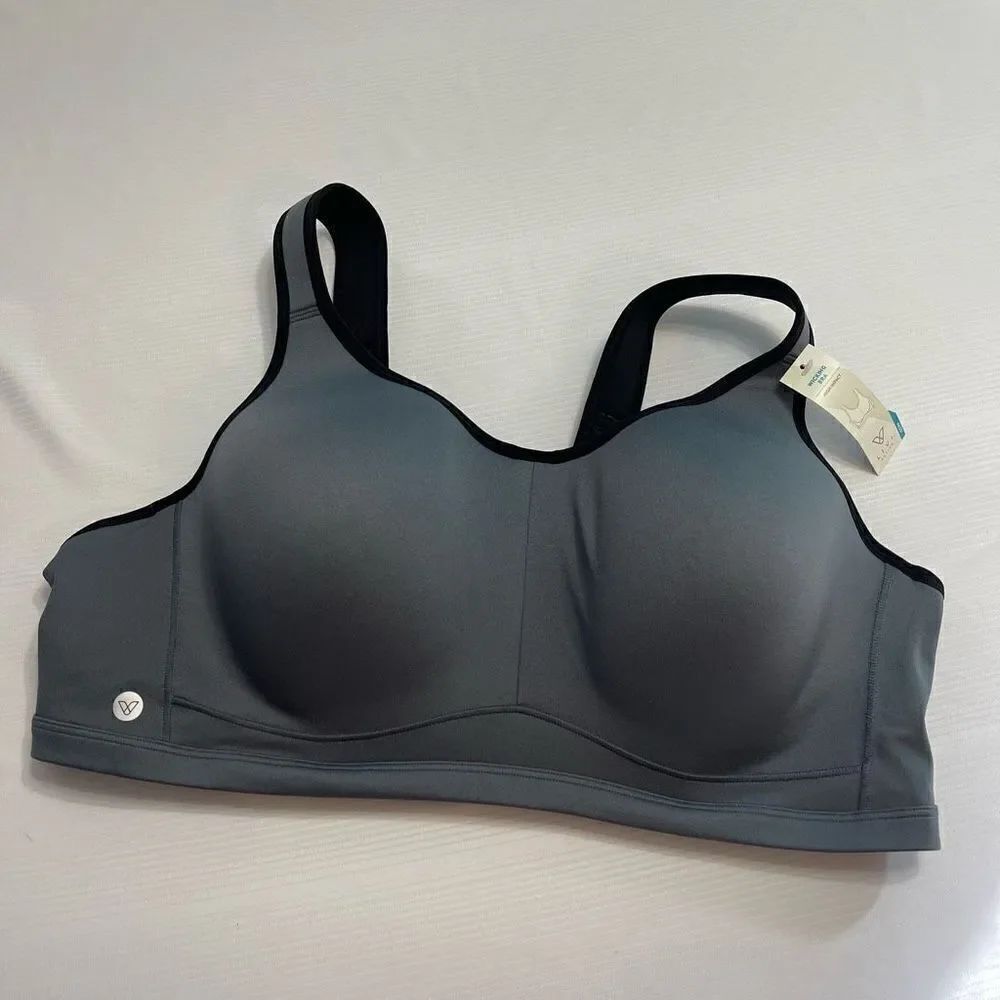 NWT LIVI Active Grey Wicking Bra High Impact Size 46DD New